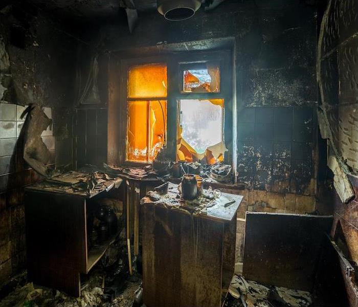 A room in a house after a large fire